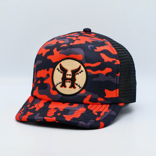 Houston Toros - Trucker Camo Cap - BLOOD ORANGE & BLACK - PRE ORDER