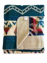 Alpaca Blanket - PALACE STYLE (6' x 7') - Assorted Colors 20267- Teal, Blue, Mustard.