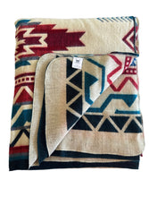 Alpaca Blanket - WAVES STYLE (6' x 7') - Assorted Colors 20269- Red, Blue, Green.