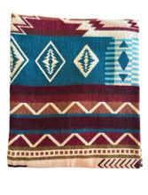 Alpaca Blanket - WAVES STYLE (6' x 7') - Assorted Colors 202611- Teal, Brown, Mustard.
