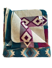 Alpaca Blanket - NATIVA STYLE (6' x 7') - Assorted Colors 20263 - Teal, Mustard, Purple.