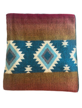 Alpaca Blanket - NATIVA STYLE (6' x 7') - Assorted Colors 20263 - Teal, Mustard, Purple.