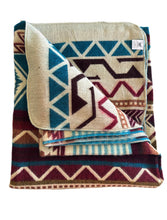 Alpaca Blanket - WAVES STYLE (6' x 7') - Assorted Colors 202611- Teal, Brown, Mustard.